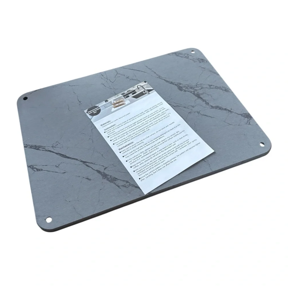 TEMOA Drying Stone Drying Mat for Kitchen Counter -15.7X11.8” Gray Marble